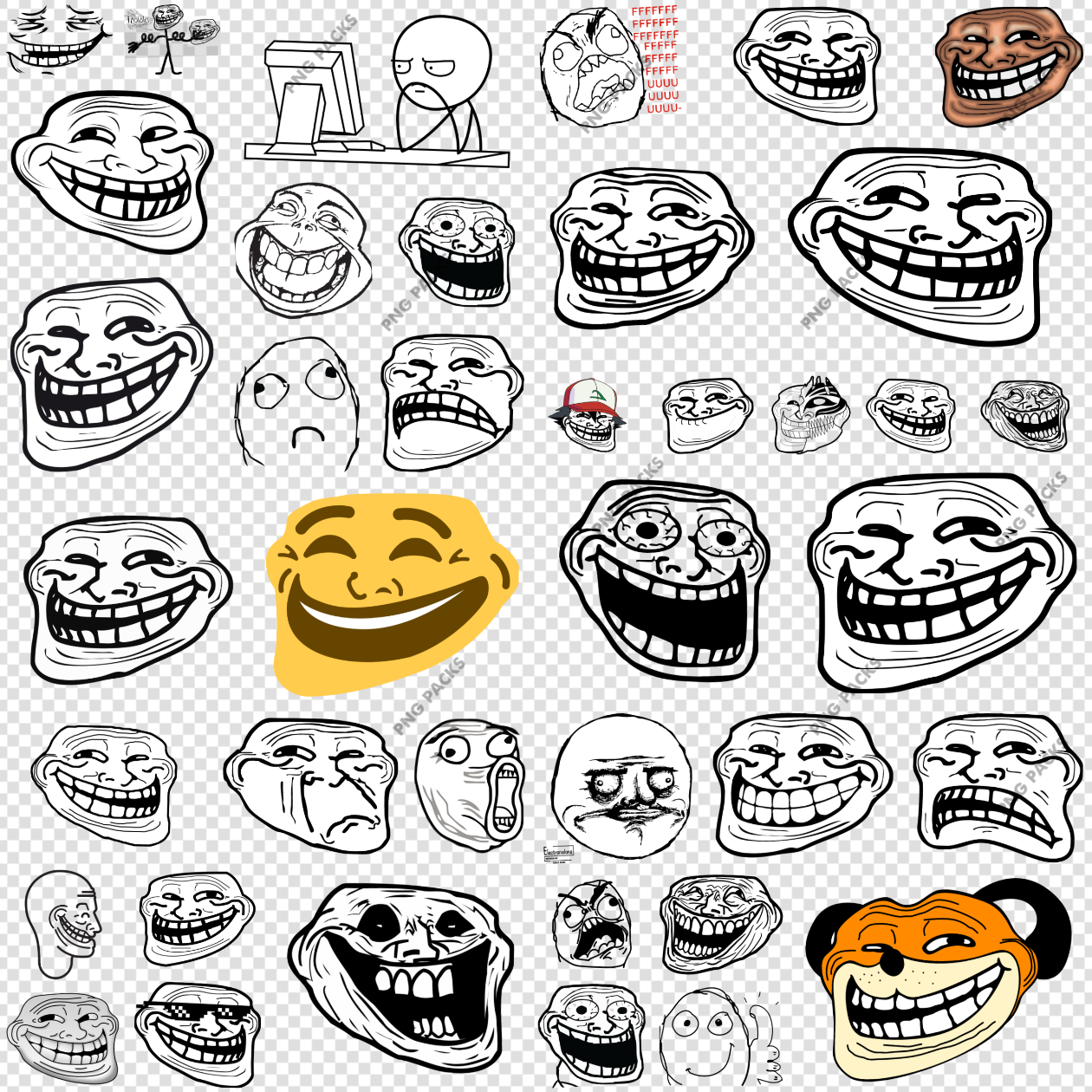 Troll Face Svg & Png Bundle Memes Internet Memes Clipart Printable
